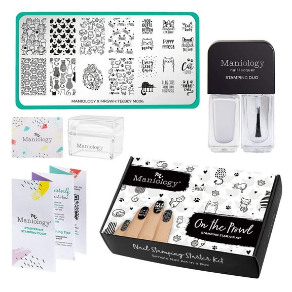 Maniology On the Prowl Cat Themed Stainless Steel Nail Stamping Starter Kit for Unisex