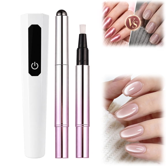 Manipen Pocket Salon Set, Nail Polish Pen with UV Lamp, Cat Eye Gel Polish Magnet for Home DIY Nail Art Design (Among Flowers)
