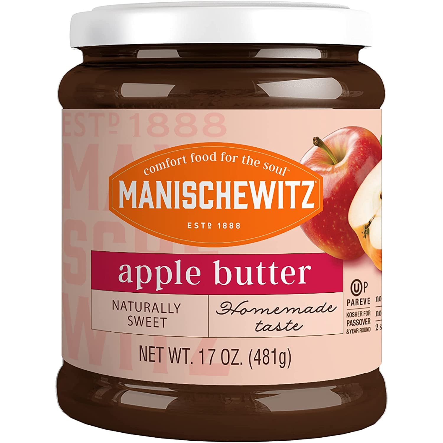 Manischewitz Apple Butter, 17oz Smooth & Sweet Spread, Great for Sauces & Glazes, No Sugar Added
