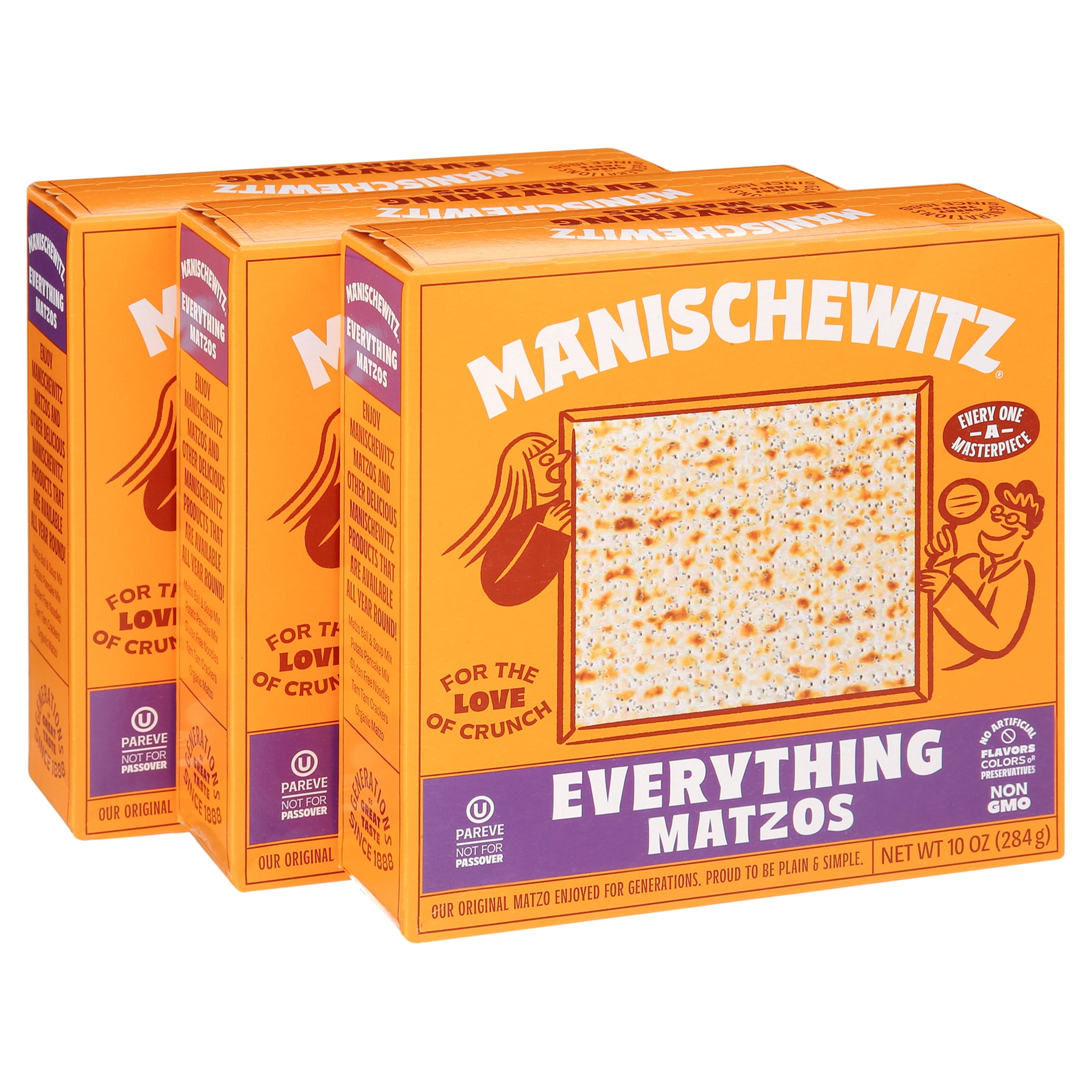 Manischewitz Everything Matzo, 10 Oz (3 Pack), Thin, Crispy, Kosher ...