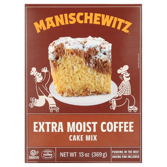 Manischewitz Extra Moist Coffee Cake Mix 13oz 2 Pack, Kosher for Passover, Baking Pan Included!