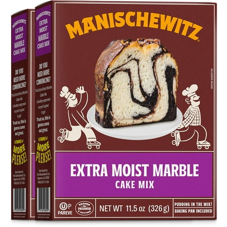 Manischewitz Extra Moist Marble Cake Mix 11.5oz 2 Pack, Kosher for Passover, Baking Pan Included!
