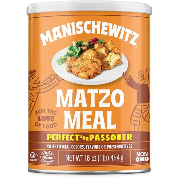 Manischewitz Fine Matzo Meal, 16 oz Canister, Finely Ground Dry Meal, Kosher for Passover