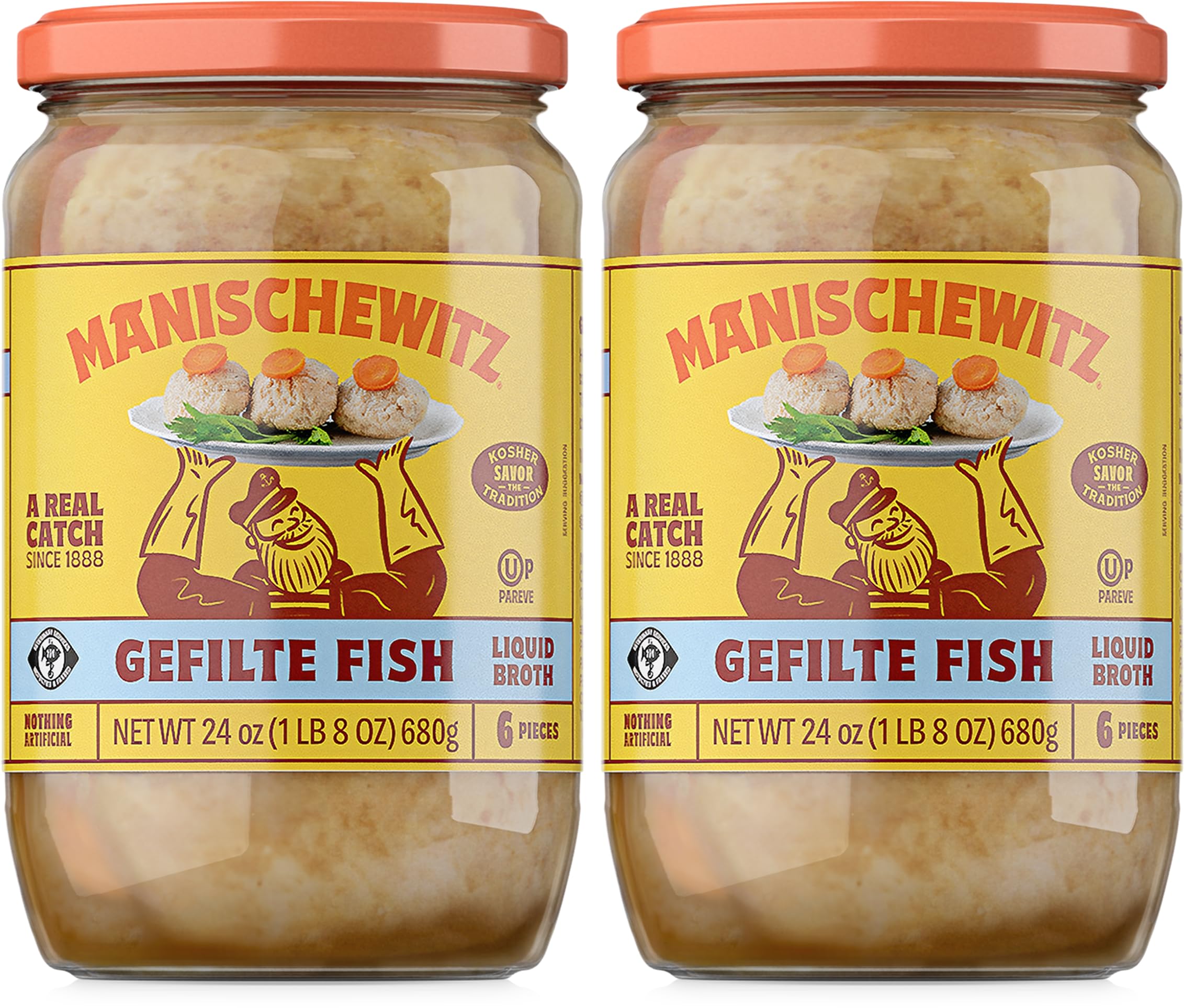 Manischewitz Gefilte Fish in Liquid Broth Kosher for Passover 24ounce