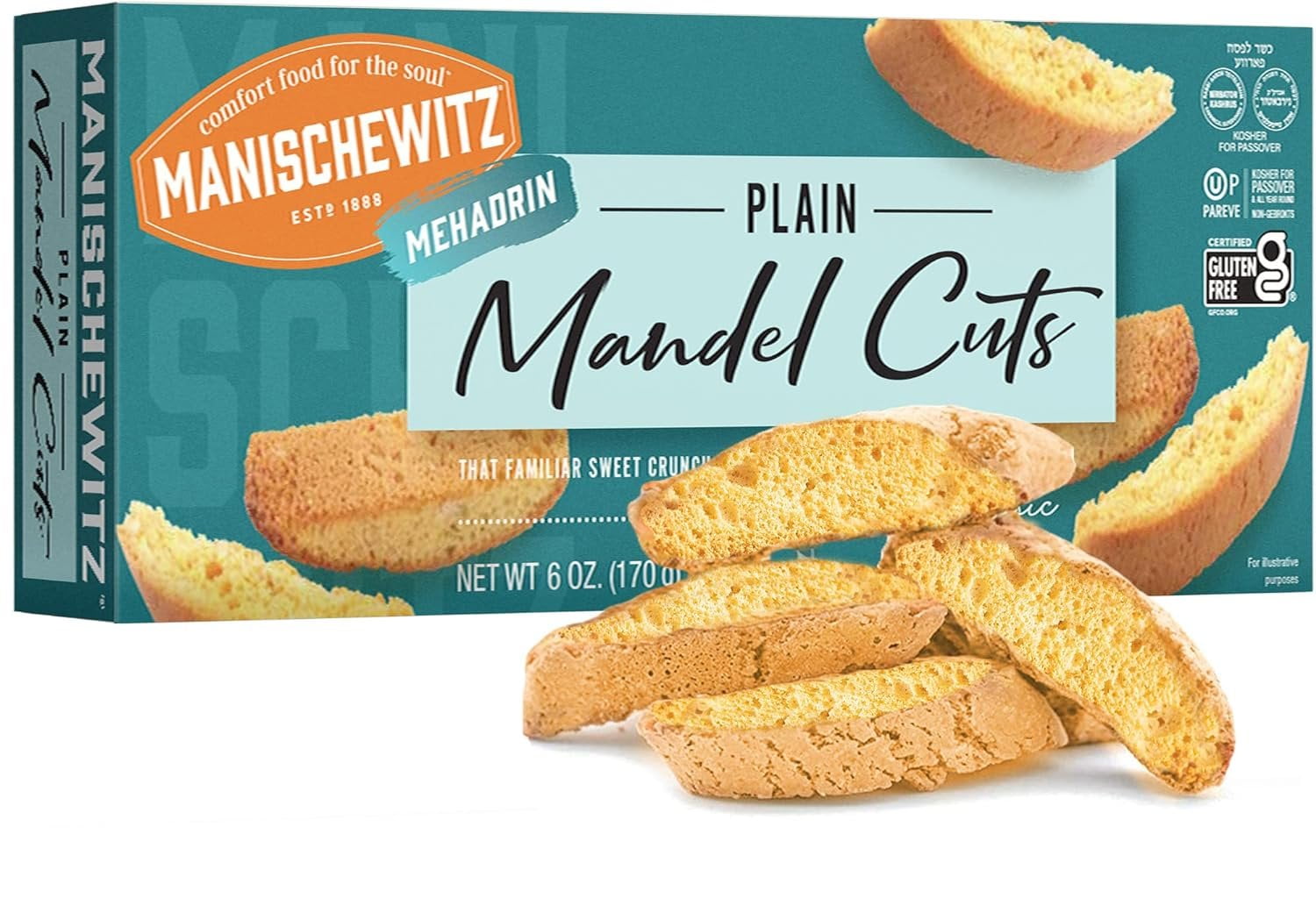 Manischewitz Gluten Free Biscotti Mandel Cuts, 6oz, Dairy Free, Grain