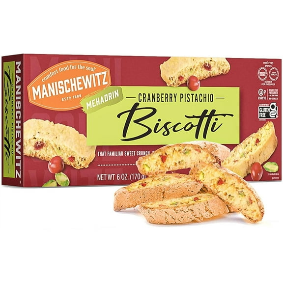 Manischewitz Gluten Free Cranberry Pistachio Biscotti, 6oz | Dairy Free, Grain Free, Kosher for Passover