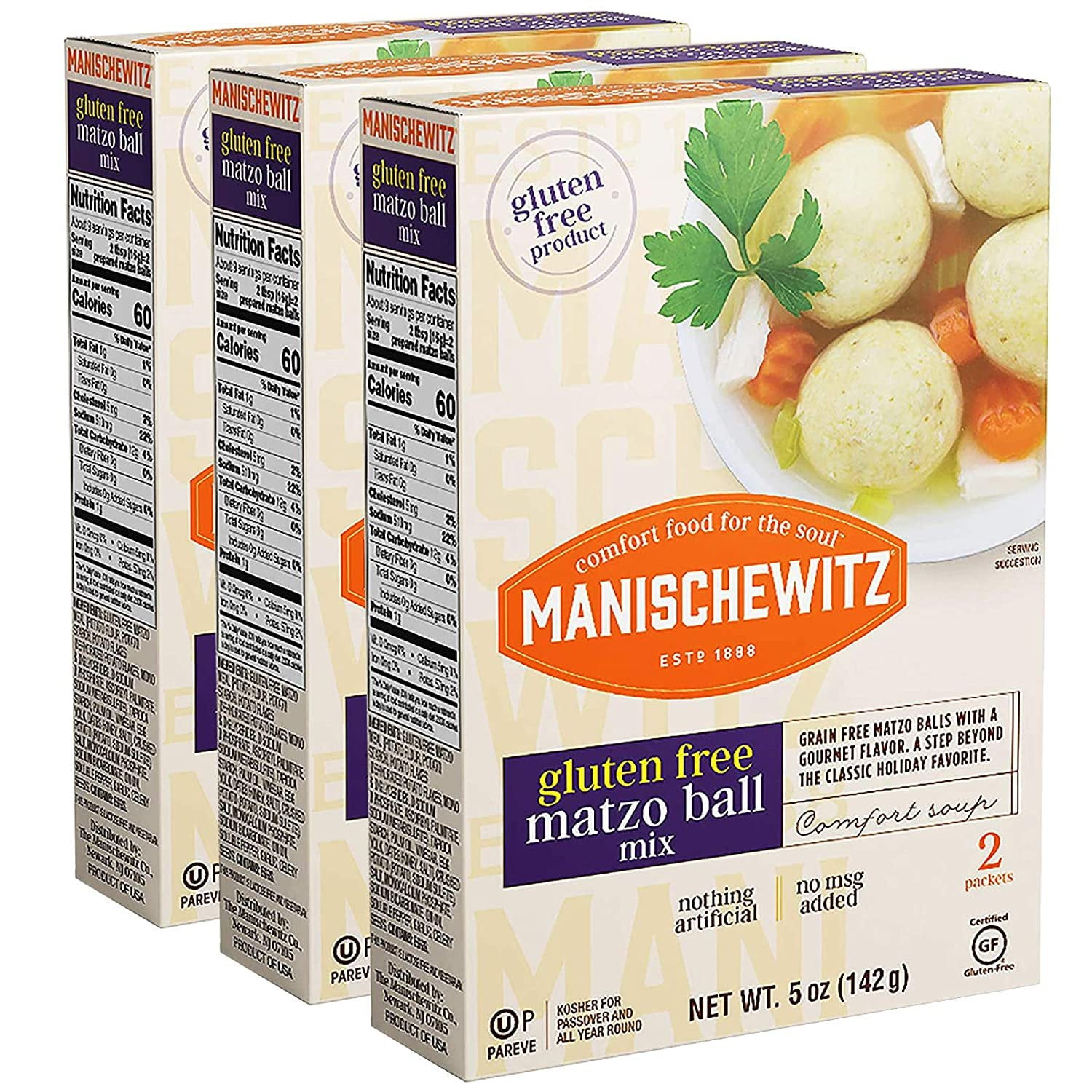 Manischewitz Gluten Free Matzo Ball Mix, 5 Ounce Pack of 3 Easy to