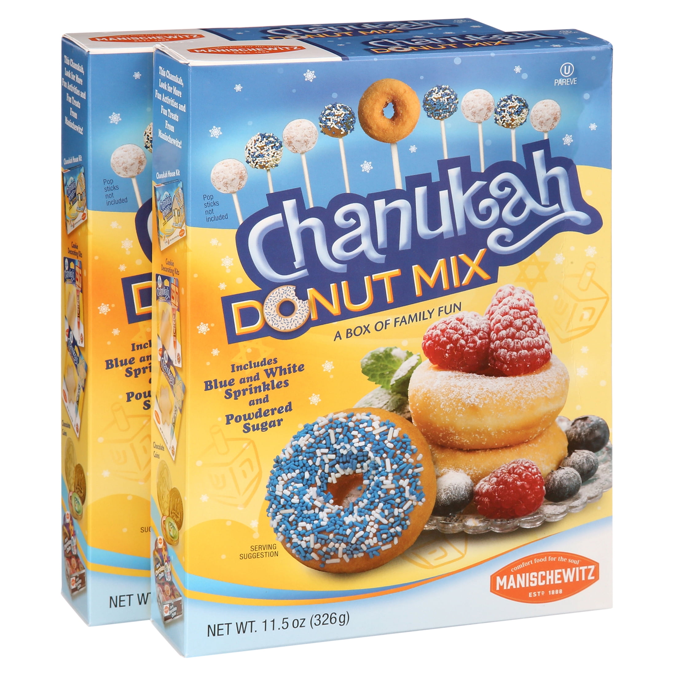 Manischewitz Hanukkah Donut Mix 11.5oz 2 Pack Blue & White