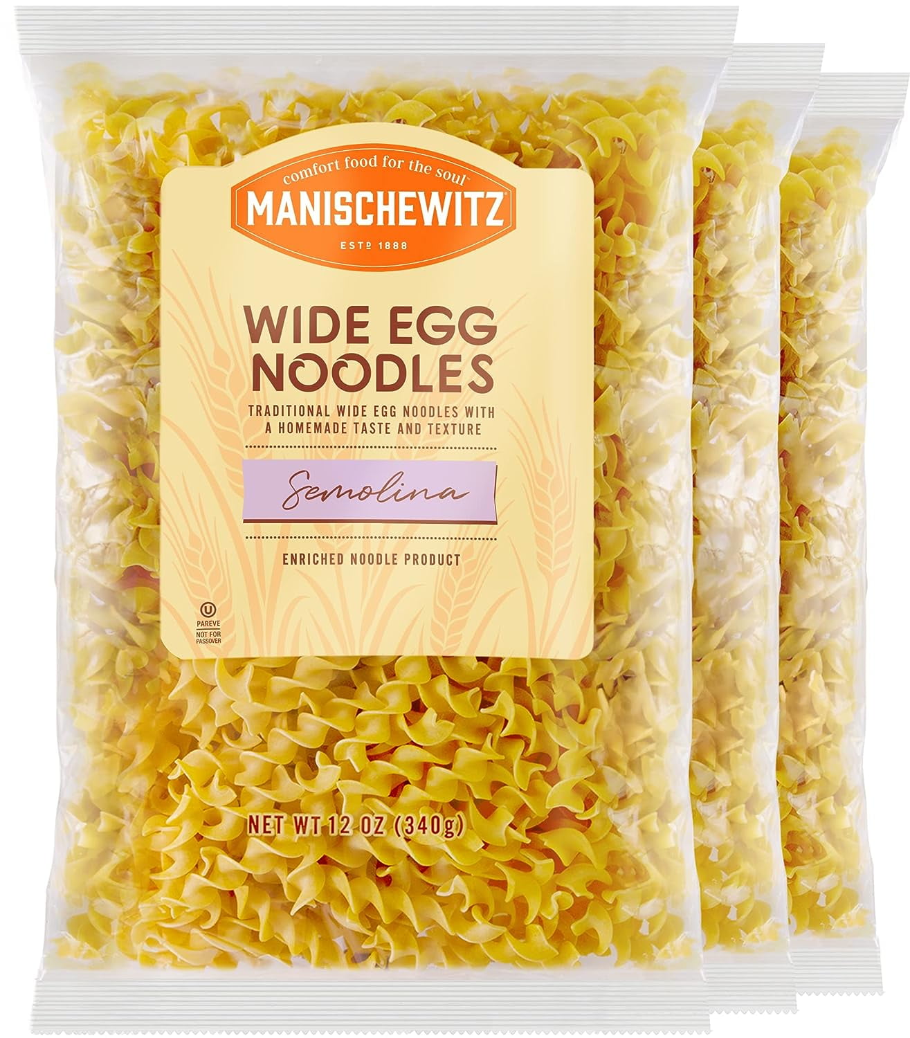 Manischewitz Homestyle Wide Egg Noodles 12oz (3 Pack) Homestyle Pasta