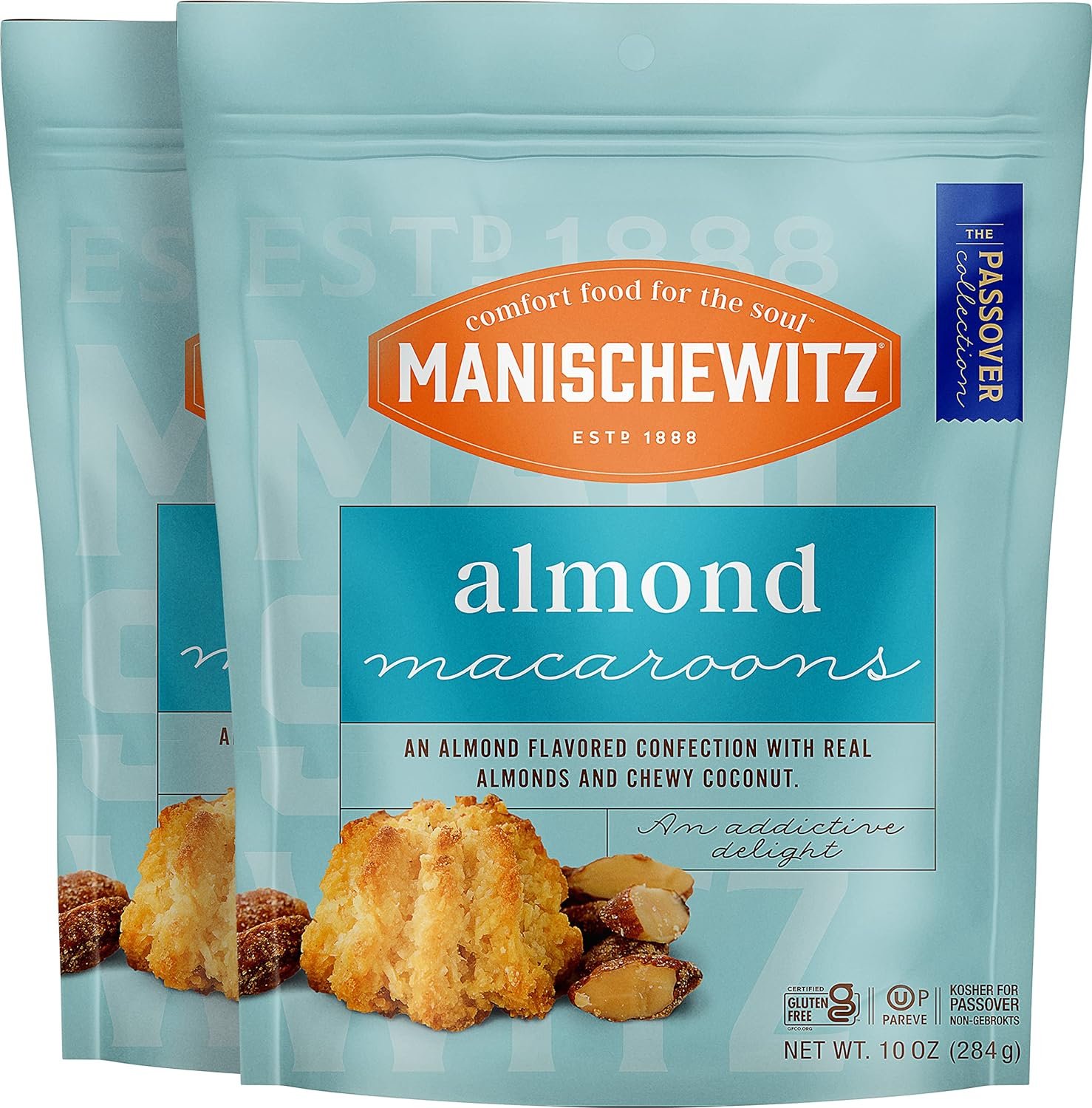Manischewitz Macaroon Almond, Kosher For Passover, 10 Ounce Resealable