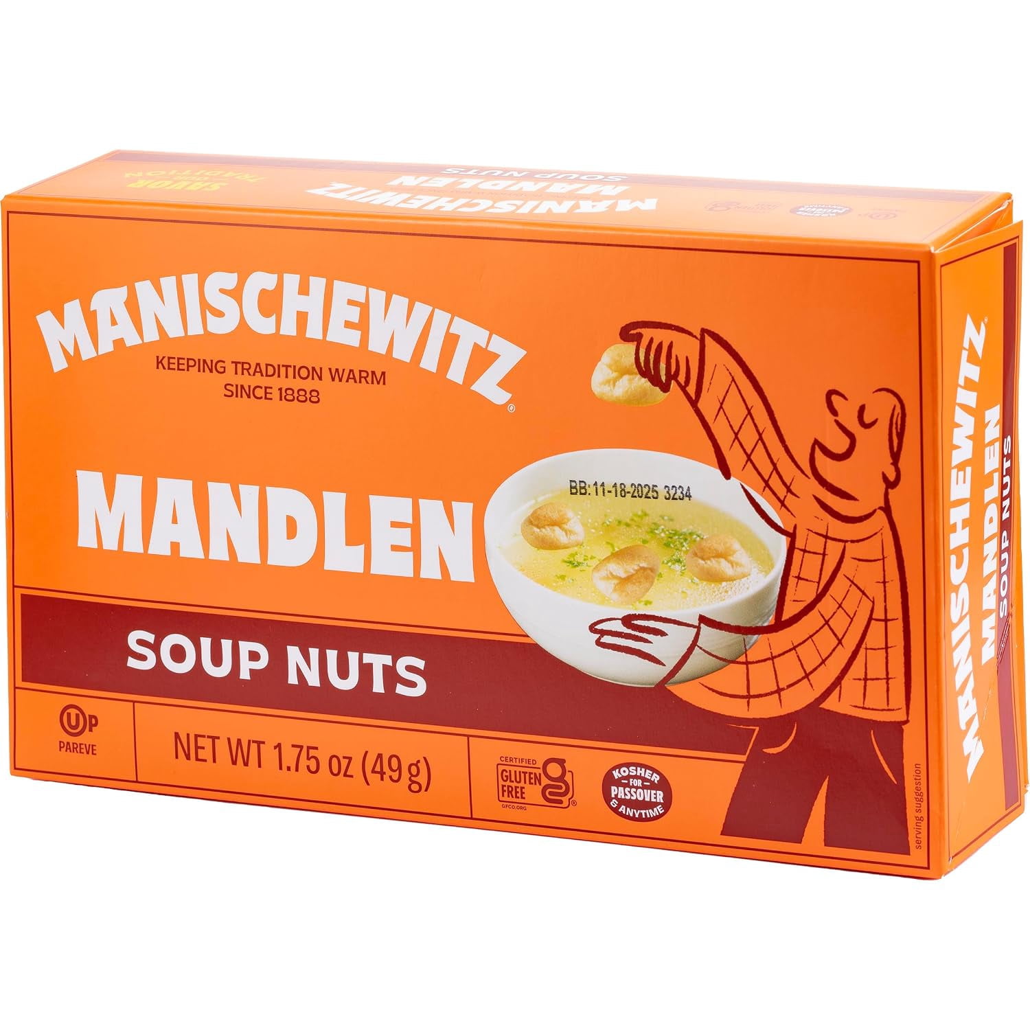 まるもち Manischewitz Mandlen Soup Nuts 1.75oz 2 Pack Gluten Free, Low