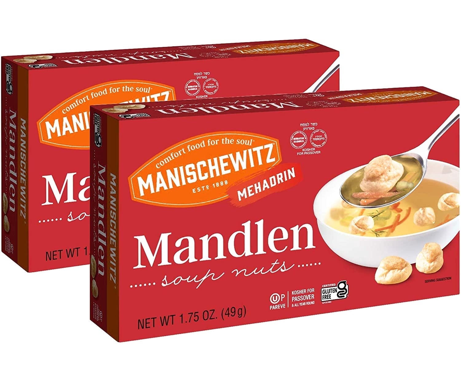 Manischewitz Mandlen Soup Nuts 1.75oz 2 Pack Gluten Free, Low