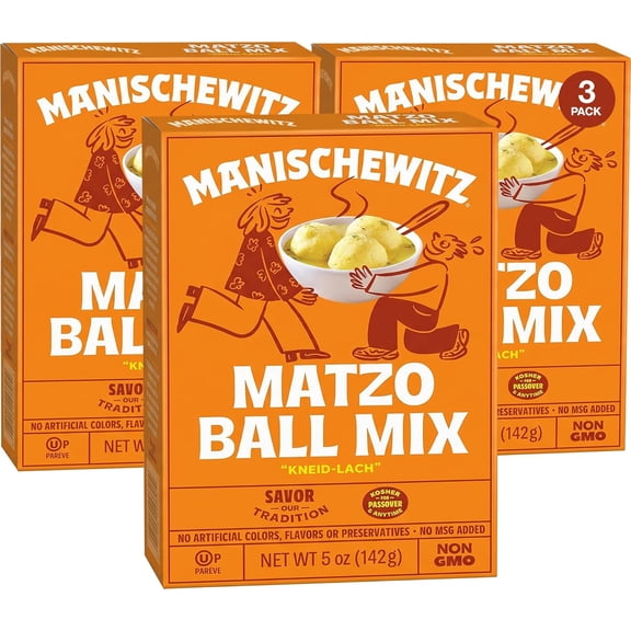 Manischewitz Matzo Ball Mix, 5 Oz. 3 Pack Easy Prep Kosher for Passover Nothing Artificial No MSG Classic Fluffy Texure