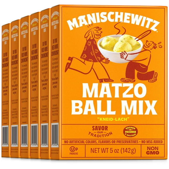 Manischewitz Matzo Ball Mix, 5 Oz. 6 Pack Easy Prep Kosher for Passover Nothing Artificial No MSG Classic Fluffy Texure
