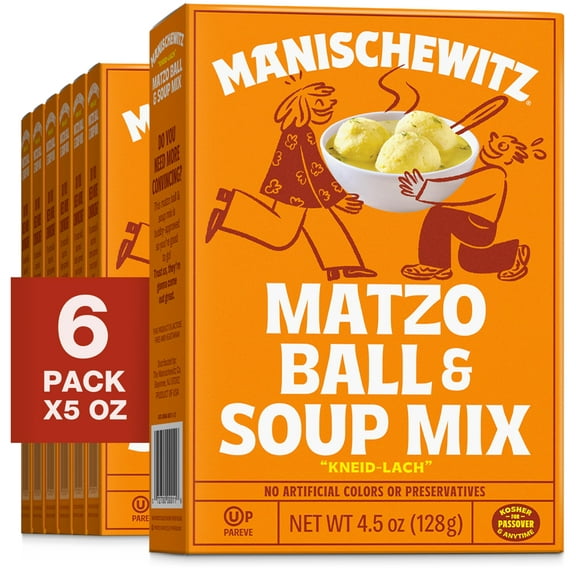 Manischewitz Matzo Ball and Soup Mix, 4.5oz Box Pack of 6, Total of 27 Oz