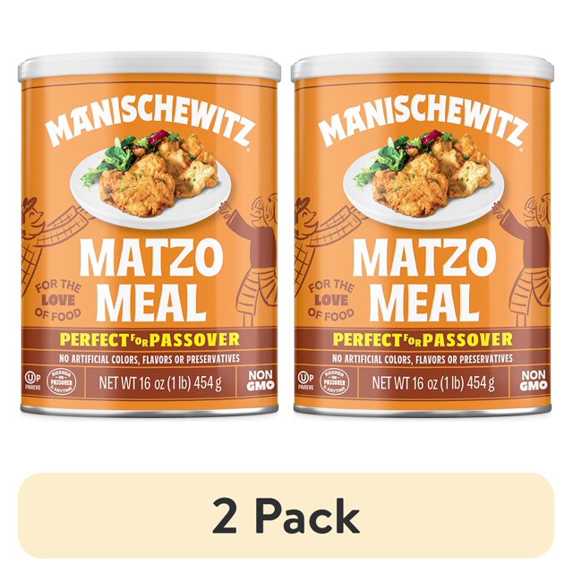 (2 pack) Manischewitz Matzo Meal Kosher For Passover Canister, 16 Ounce
