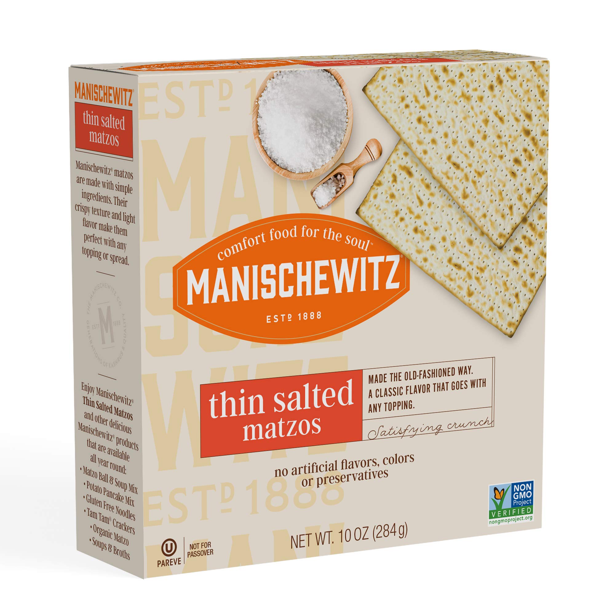Manischewitz Old Fashioned "Thin Salted Matzo" 10oz (3 Pack) Airy