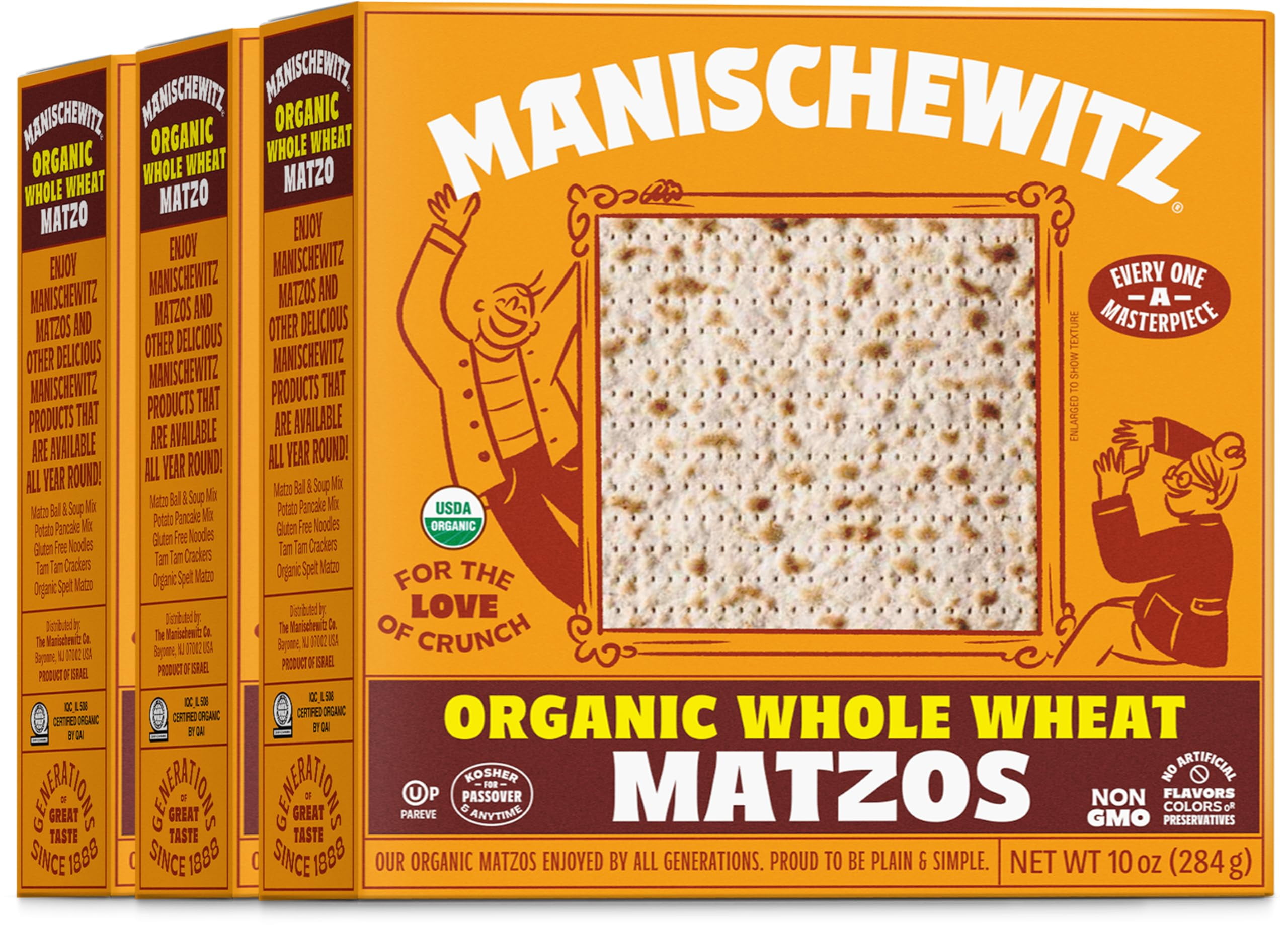 Manischewitz Organic Whole Wheat Matzos Kosher For Passover 10oz 3 Pack