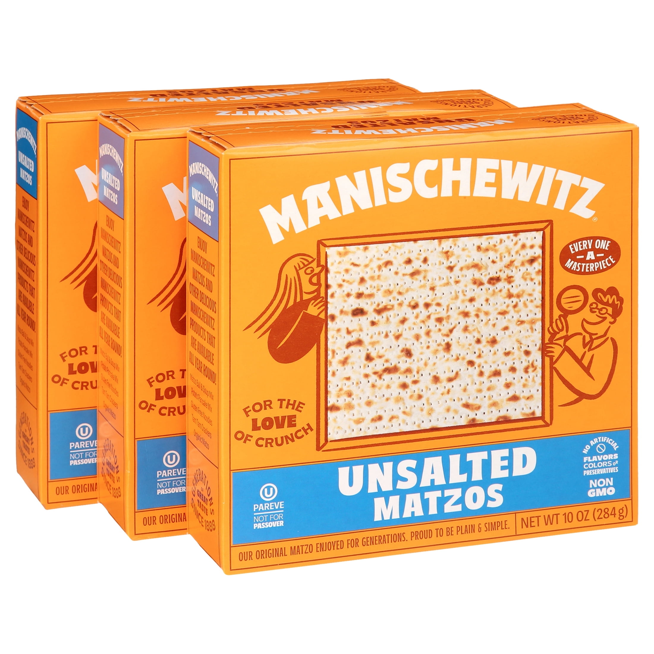 Manischewitz Unsalted Matzo 10oz 3 Pack Thin Crispy Crackers