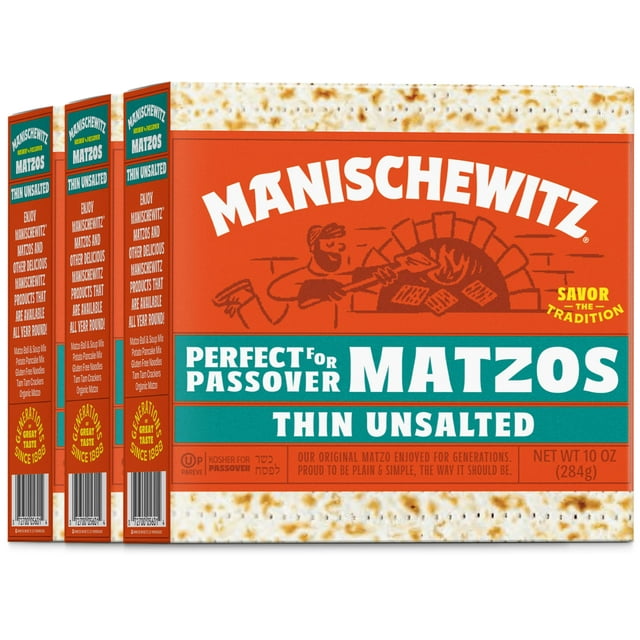 Manischewitz Original "Thin Unsalted Matzo" TSF1110oz (3 Pack) Airy