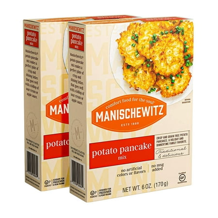Manischewitz Potato Pancake Mix 6oz 2 Pack Gluten Free, No MSG, Traditional Style