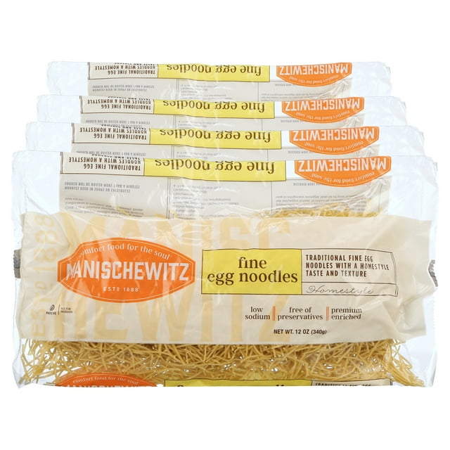 Manischewitz Premium Enriched Fine Egg Noodles 12oz 4 Pack Great in Soups & Stews