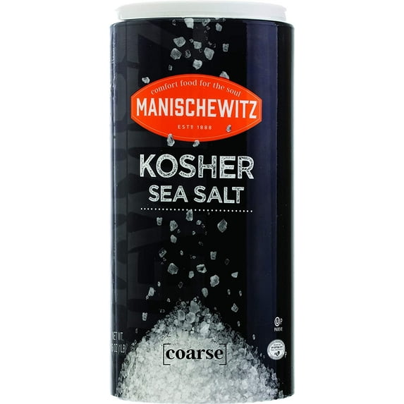 Manischewitz Premium Kosher Salt, Coarse Sea Salt, 16oz 1 Pound Easy Pour Canister, Product of Italy, Pure Mediterranean Sea Salt. The Perfect Salt Grinder Refill!