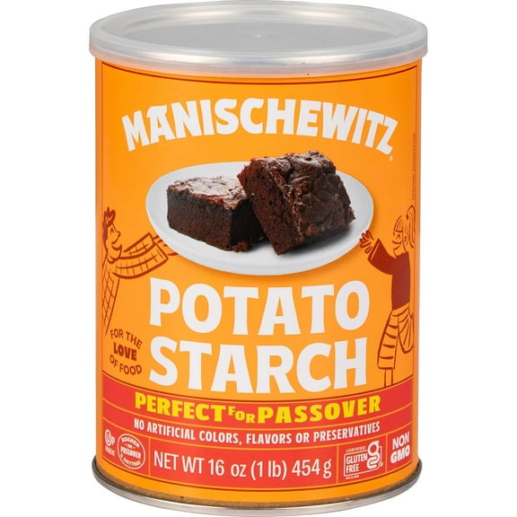 Manischewitz Pure Potato Starch, 16oz 1LB Resealable Container Gluten Free, Non GMO, Kosher Including Passover