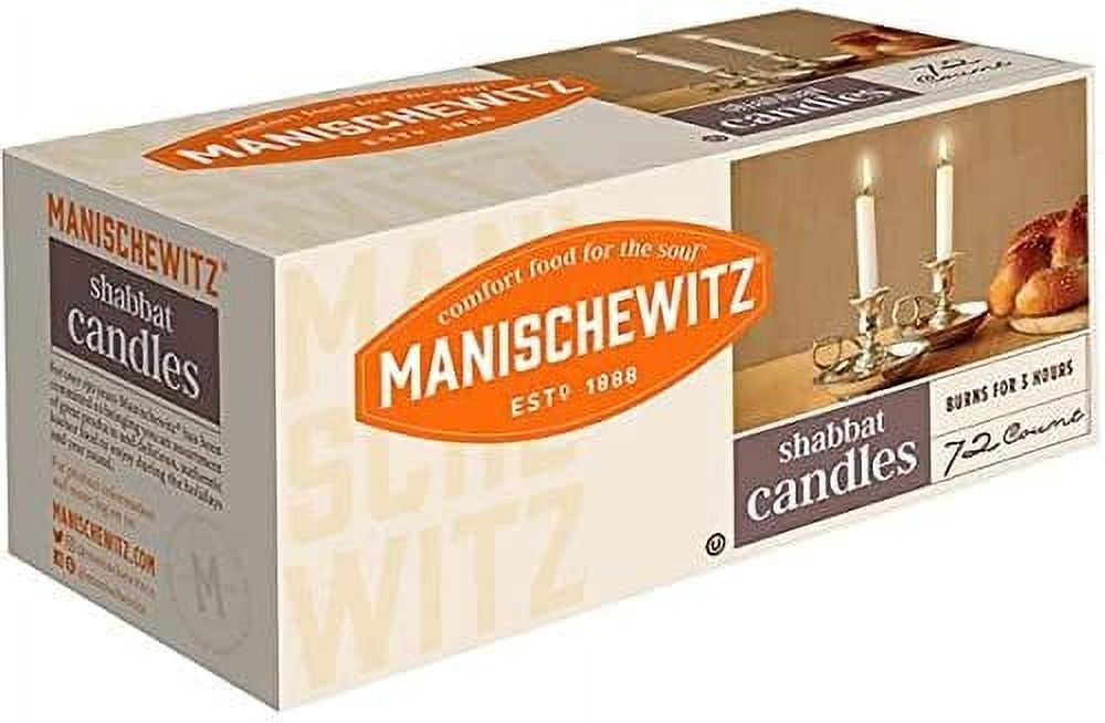 Manischewitz Shabbat Candles 72 Count Burns for 3 Hours, Fits Standard Candlestick Holders, Perfect for Shabbos and Holidays