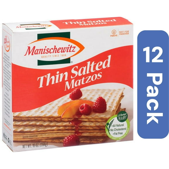 Manischewitz Thin Salted Matzos, 10 oz, (Pack of 12)