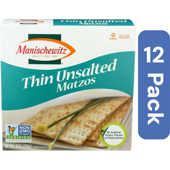 Manischewitz Thin Unsalted Matzo (Pack of 12)