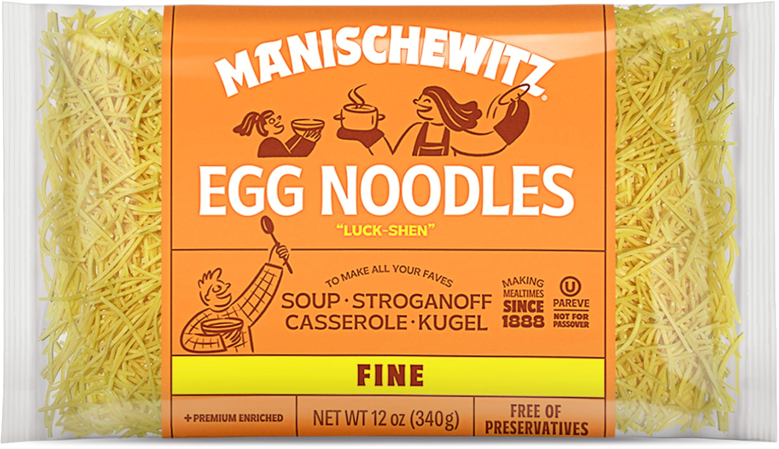 Manischewitz Traditional Fine Egg Noodles 12oz Bag 1 Pack Certified