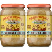 Manischewitz Whitefish & Pike Gefilte Fish in Liquid Broth 24oz 2 Pack, All Natural, Packed with Protein, No Added MSG, Kosher for Passover