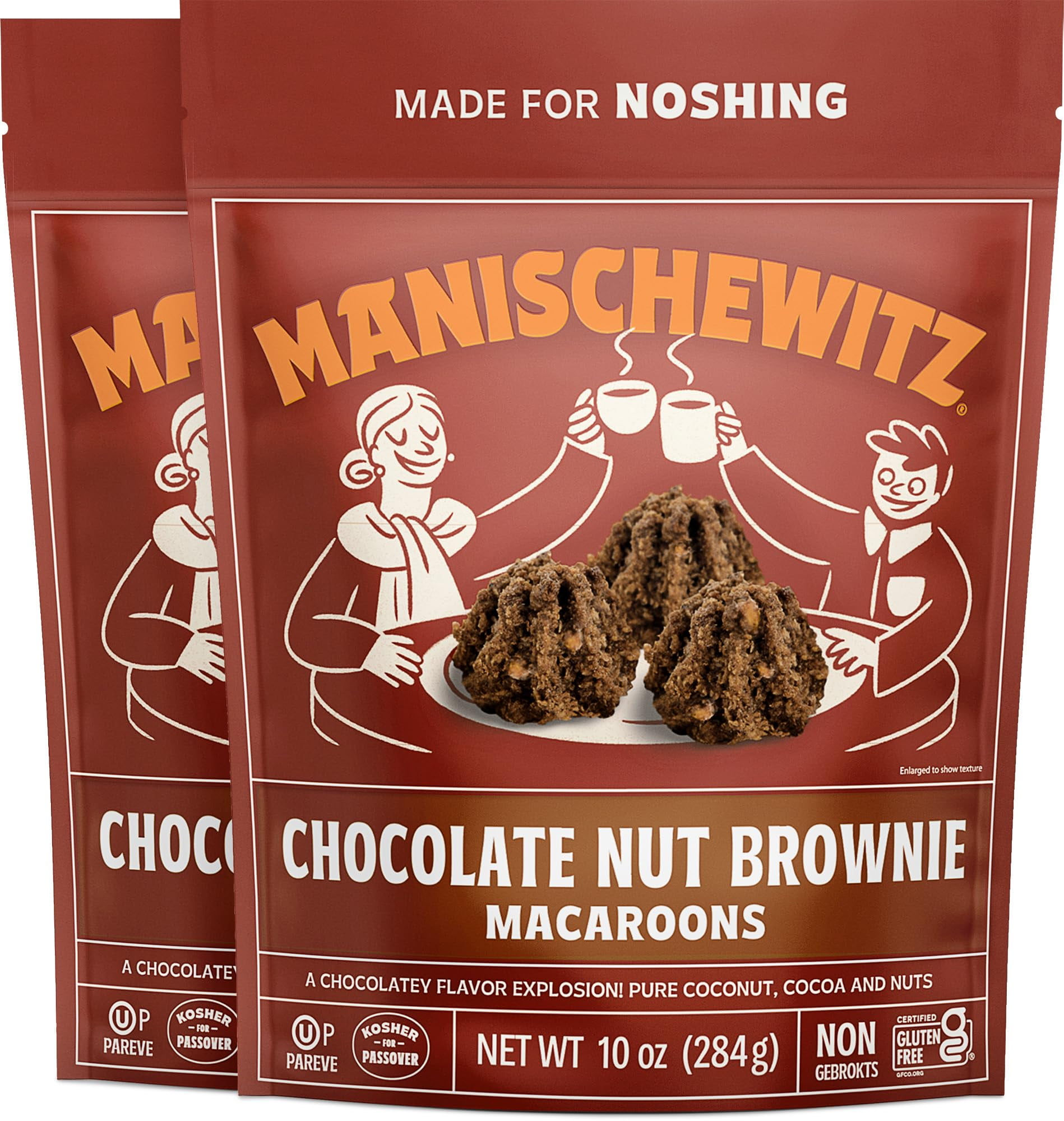 Manishewitz Cappucino Chip Macaroons, 10oz (2 Pack) | Resealable Bag, Dairy Free, Gluten Free, Kosher (including Passover)