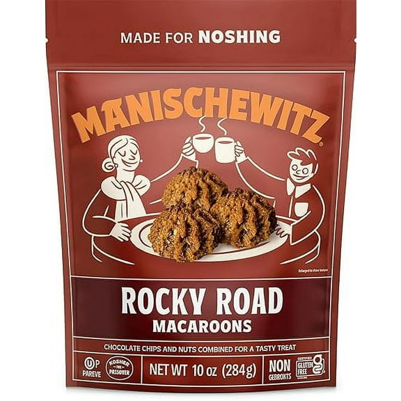 Manishewitz Rocky Road Macaroons, 10oz | Coconut Macaroons | Resealable Bag | Dairy Free | Gluten Free Coconut Cookie | Kosher for Passover