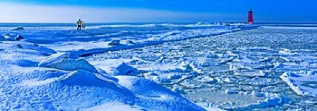 Manistique Lighthouse in winter Upper Peninsula Michigan USA Canvas Art - Panoramic Images (36 x 13)