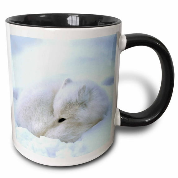 3drose, Manitoba, Churchill. Artic Fox in a Snowdrift-cn03 Bja0000 - Janyes Gallery, 11oz Two-tone Black Mug