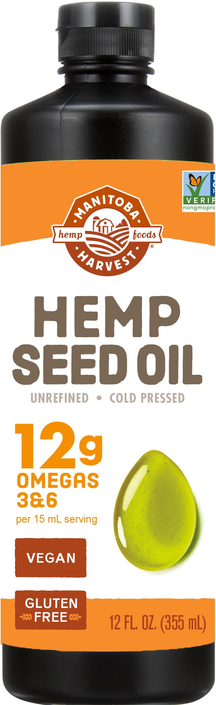 Manitoba Harvest Hemp Seed Oil, 12 fl oz, Cold Pressed, 12g of Omegas 3 & 6  per serving 