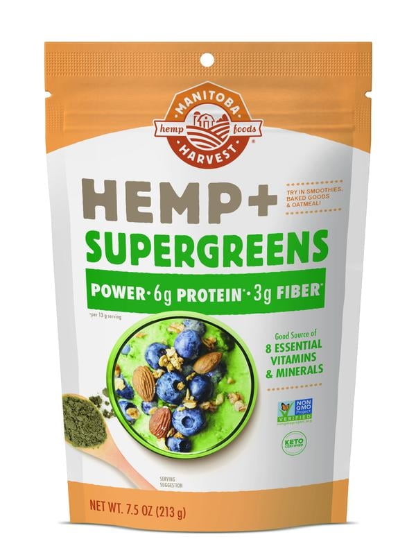 Manitoba Harvest Hemp+ Supergreens 7.5 oz, Plant Protein, Fiber, Veggie Powder