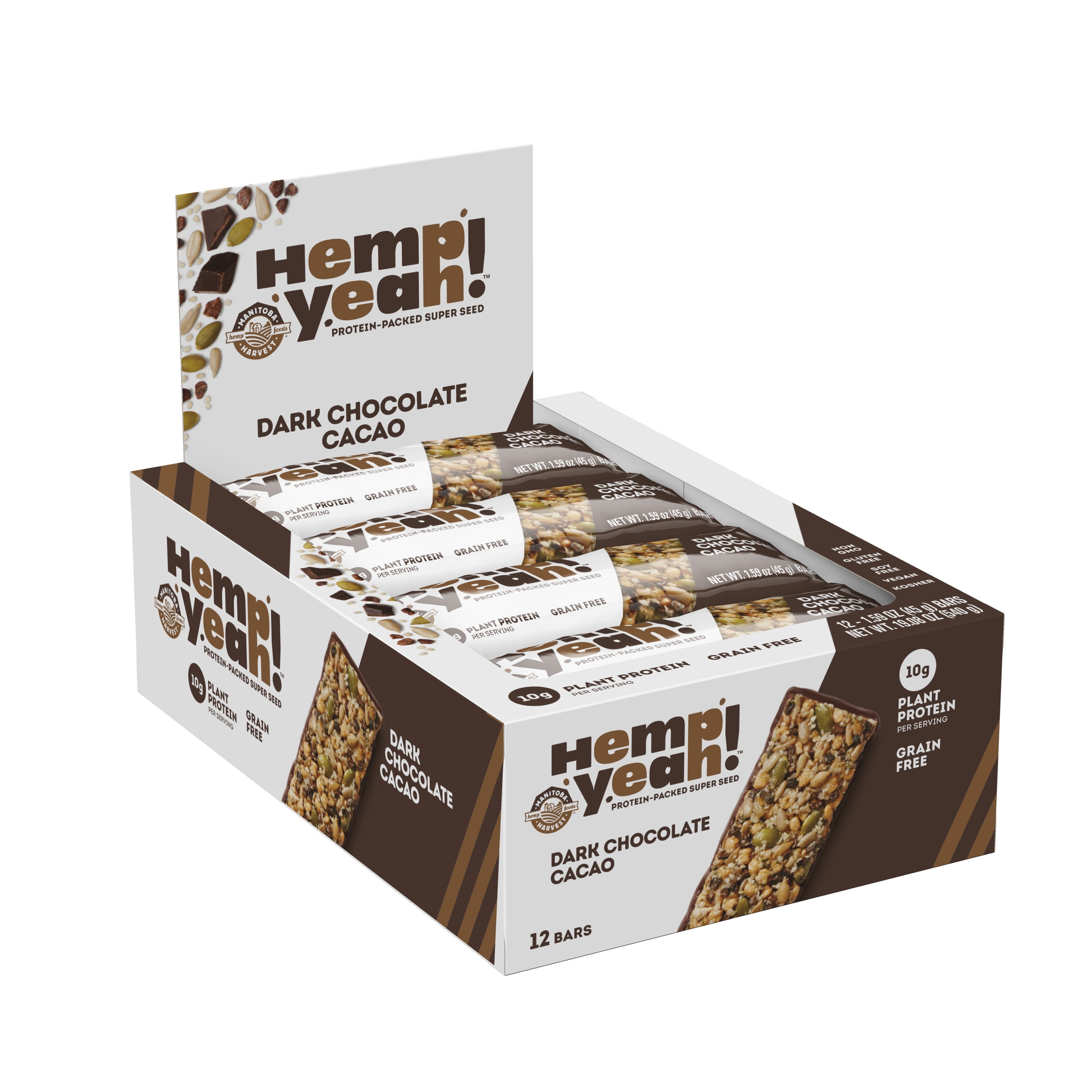 Manitoba Harvest Hemp Yeah! Bar Dark Chocolate Cacao 12pk
