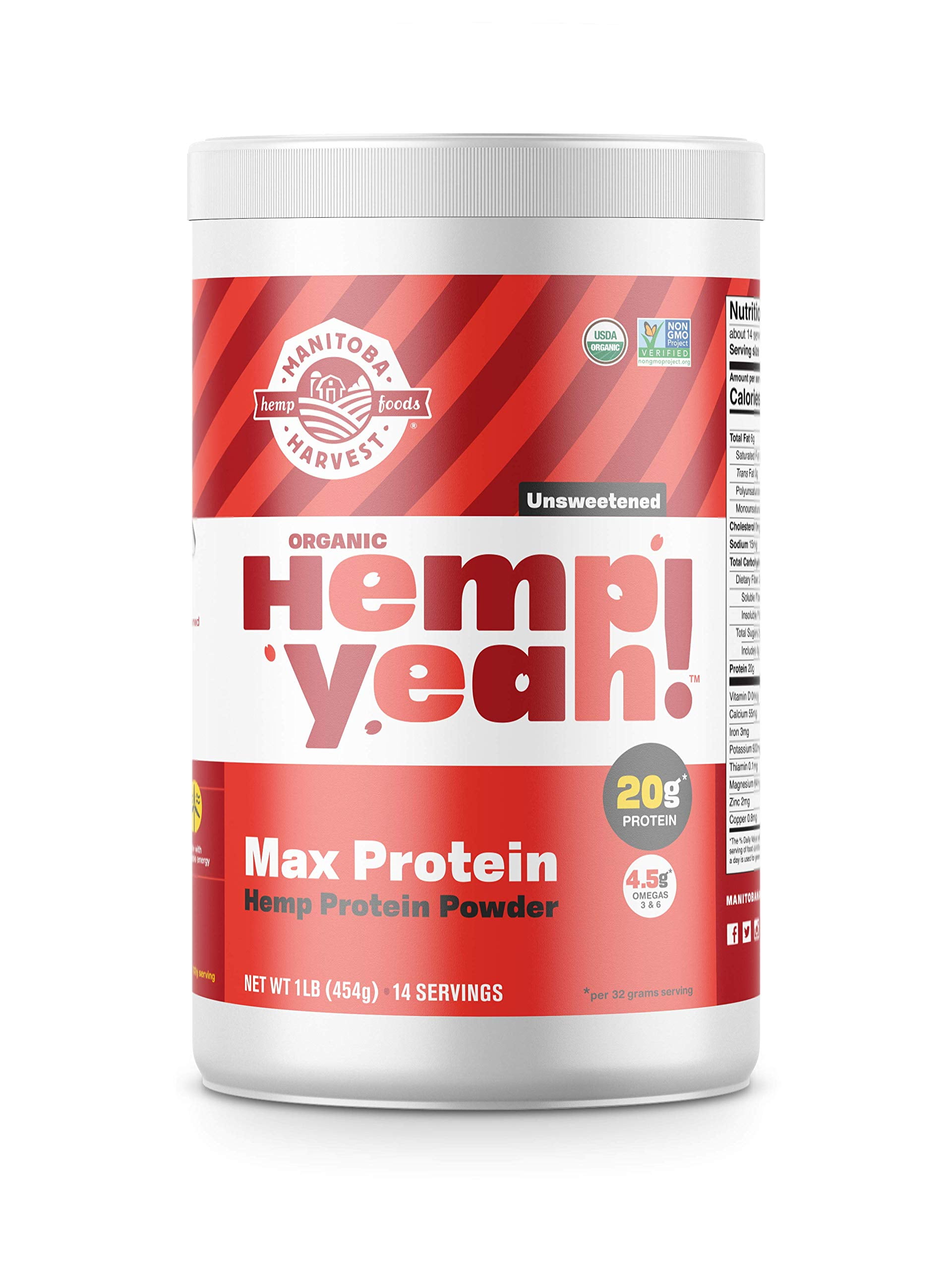 Manitoba Harvest Hemp Yeah! Organic Max Protein Powder, Unsweetened