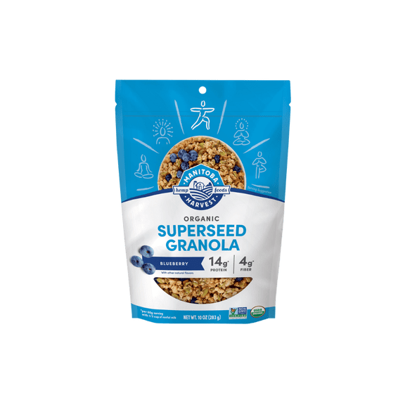 Manitoba Harvest Organic Granola, Blueberry Granola Breakfast Cereal, Vegan Cereal, 10 oz, 6 Pack
