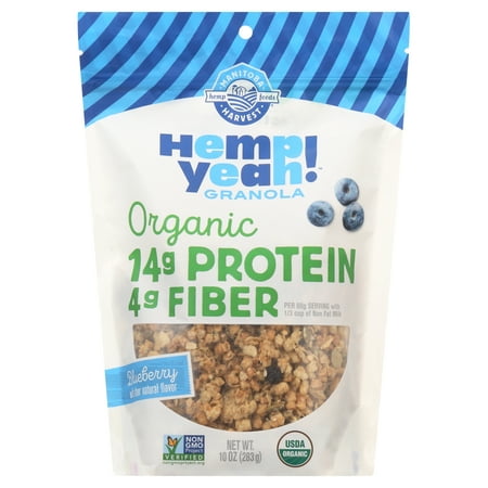 Manitoba Harvest Organic Granola, Hemp Yeah! Blueberry Granola, Organic Vegan Cereal,10 oz