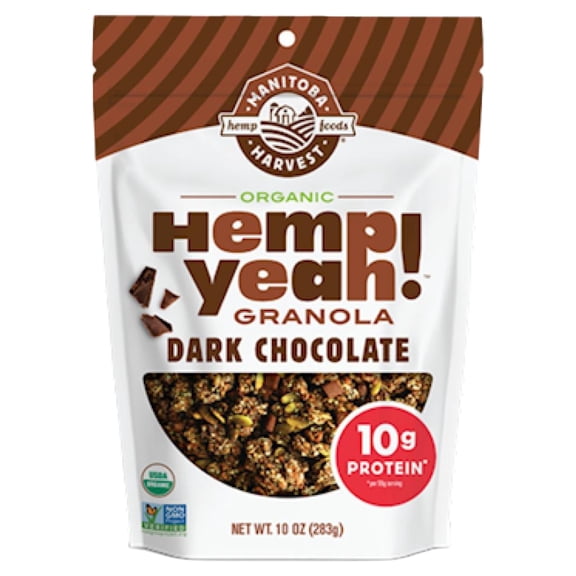 Manitoba Harvest Organic Granola, Hemp Yeah! Dark Chocolate Granola, Organic Vegan Cereal, 10 oz
