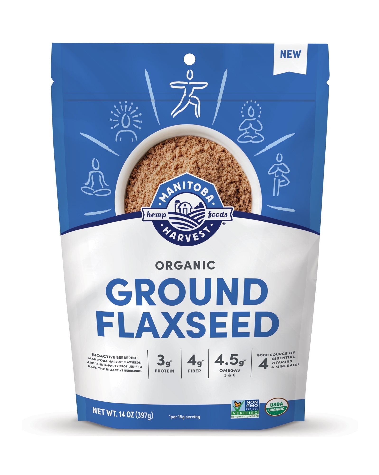 Manitoba Harvest Organic Ground Flaxseed 14 oz (6 pack), Plant Protein, Omega 3 & 6, Fiber