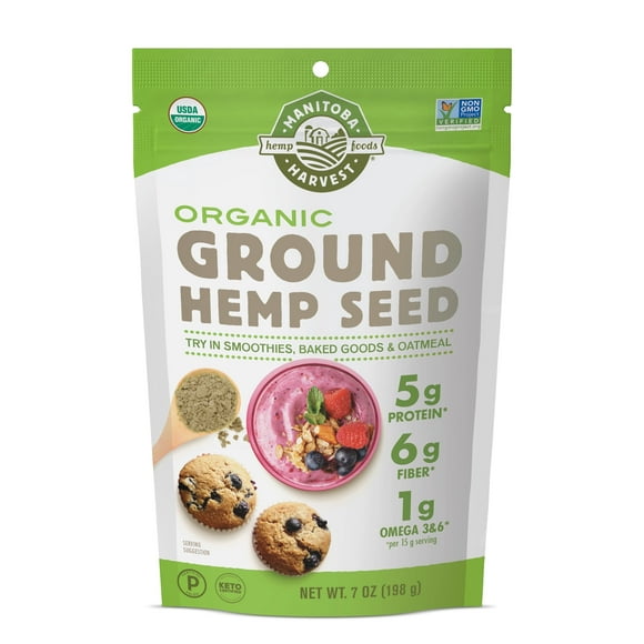 Manitoba Harvest Organic Ground Hemp Seed 7 oz, Proten, Fiber, Omega 3&6