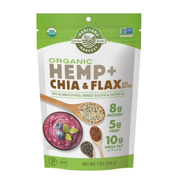 Manitoba Harvest Organic Hemp + Chia & Flax Seed Mixture 7 oz, Protein, Fiber, Omega 3&6