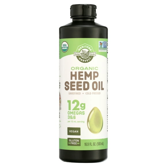 Manitoba Harvest Organic Hemp Seed Oil, Cold Pressed Unrefined Hemp Seed Oil, 16.9 fl oz