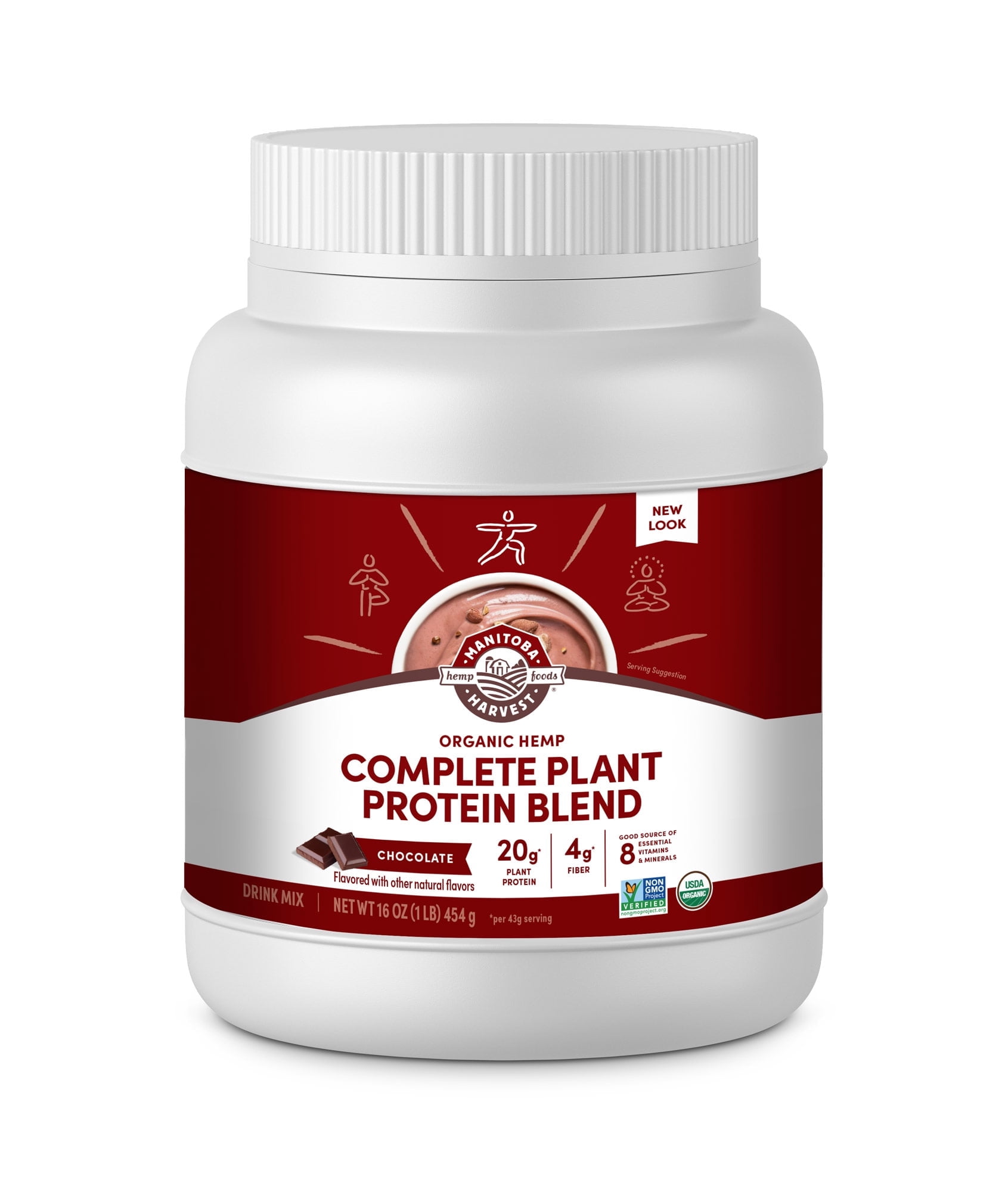 Manitoba Harvest Organic Protein Powder, Plant Protein Powder, Chocolate, 16 oz, 1 lb
