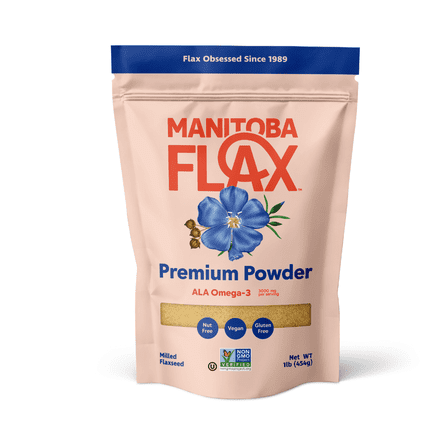 Premium Flaxseed Powder (NEW LOOK!) | Manitoba Flax by Manitoba Milling Co.| 1 lb. bag | 3000 mg Omega-3, Fiber, Plant Protein | Vegan, Non-GMO, Gluten Free |
